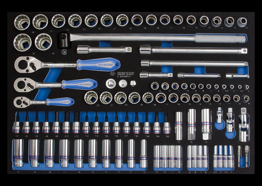 KING TONY Profi-Werkzeuge - Schaumplatte EVAWAVE mit Steckschlüssel 103tlg. 99003MRV01