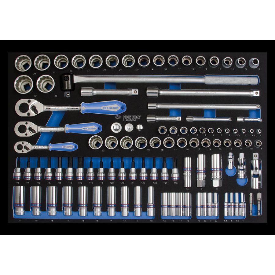 KING TONY Profi-Werkzeuge - Schaumplatte EVAWAVE mit Steckschlüssel 103tlg. 99003MRV01