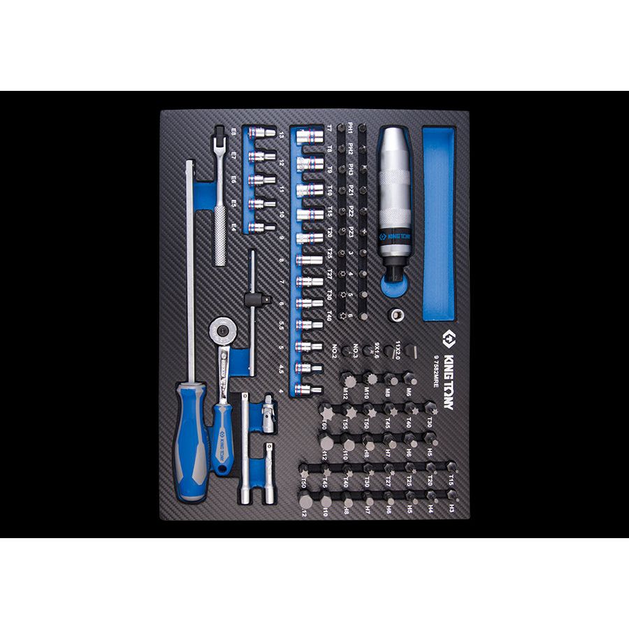 KING TONY Profi-Werkzeuge - 1/4" Steckschlüssel-Set, mit Zubehör, EVAWAVE - 82 tlg. 97582MRE