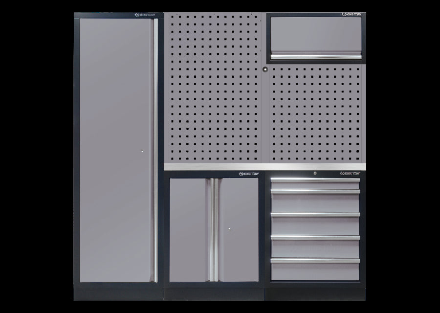 KING TONY Profi-Werkzeuge - Hälfte werkstatt schrankwand option links - farbe grau Edelstahl 87D11AKGLS