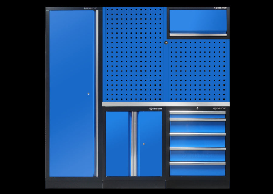 KING TONY Profi-Werkzeuge - Hälfte werkstatt schrankwand option links - farbe blau Edelstahl 87D11AKBLS