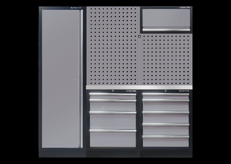 KING TONY Profi-Werkzeuge - Hälfte Werkstatt-Schrankwand, Option rechts - Farbe grau Edelstahl 87D11AKGRS