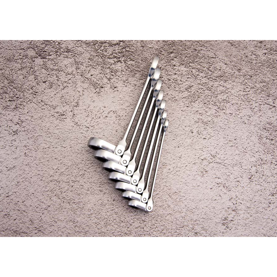 KING TONY Profi-Werkzeuge - Ratschen-Ring-Maulschlüssel mit Gelenkkopf, Blister - 17mm BLI373017M