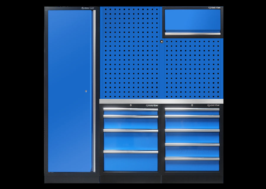 KING TONY Profi-Werkzeuge - Hälfte werkstatt schrankwand option rechts - farbe blau Edelstahl 87D11AKBRS