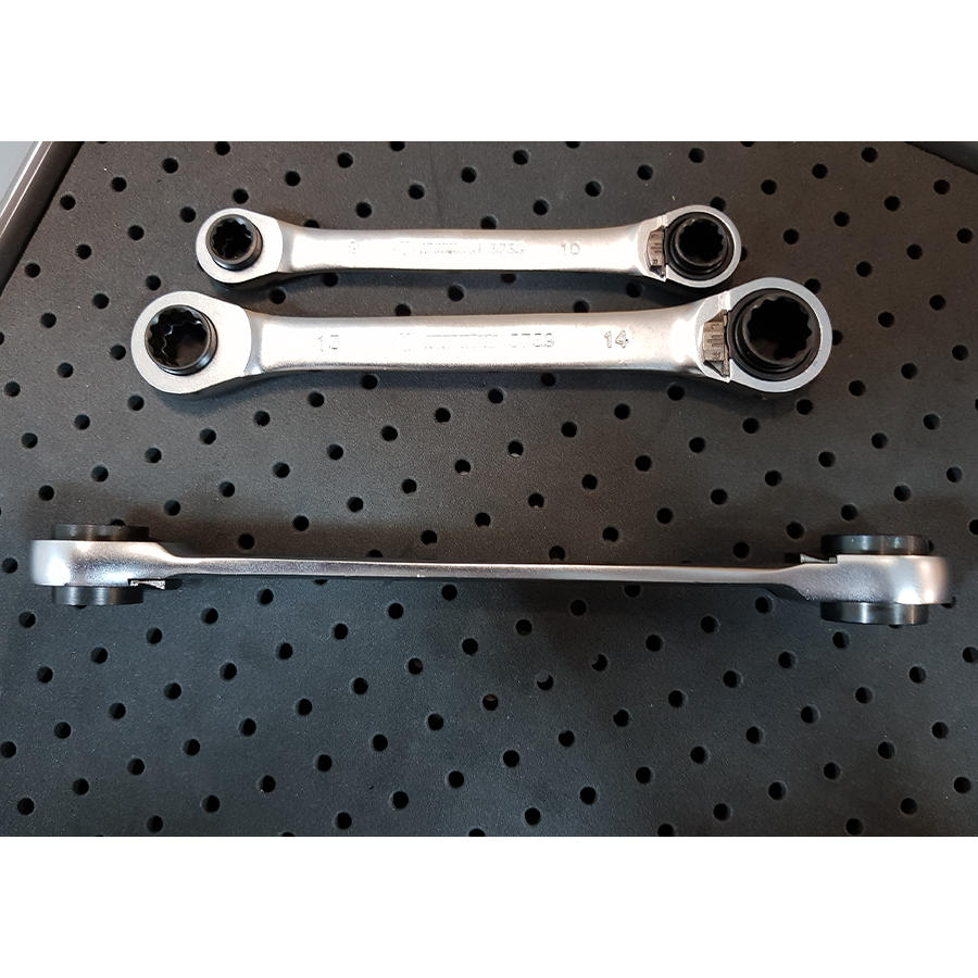 KING TONY Profi-Werkzeuge - Doppel-Ratschen-Ringschlüssel 4-in-1, metrisch, umschaltbar - 8-11 mm 37390811M