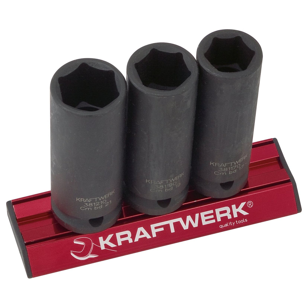 Kraftwerk PRO LINE MAGALU 1/2" Schlag-Maschinenschrauber Steckschlüsseleinsatz Aussen Sechskant Set, 85 mm lang, 17 - 21 mm, 3-tlg