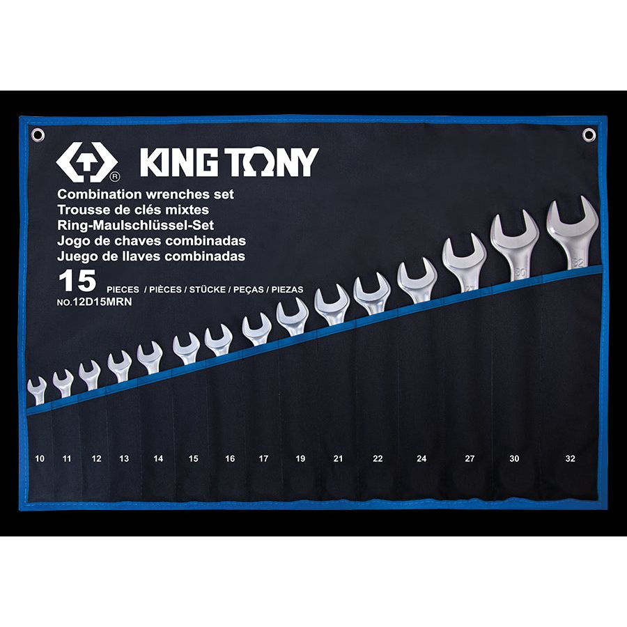 KING TONY Profi-Werkzeuge - Kombischlüssel-Set, metrisch - 15 tlg. 12D15MRN