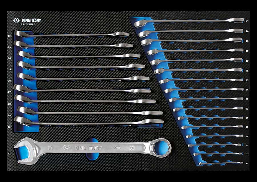 KING TONY Profi-Werkzeuge - Kombi-Schlüssel, metrisch, EVAWAVE - 26 tlg. 912D26MRE