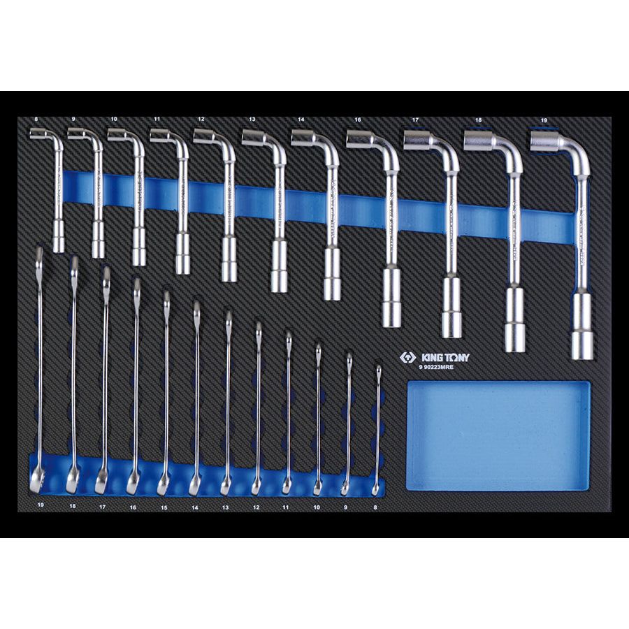 KING TONY Profi-Werkzeuge - 6+12-Kant Kombi-Steckschlüsssel-Set, EVAWAVE - 23 tlg. 990223MRE2