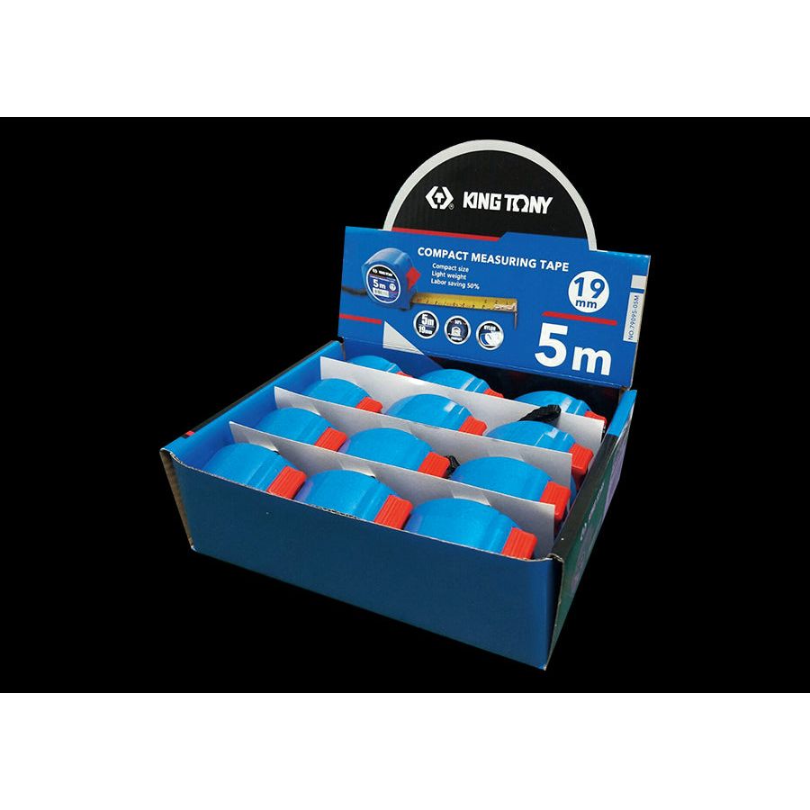 KING TONY Profi-Werkzeuge - 12 tlg. Verkaufsdisplay Maßband (5Mx19mm) 7909505M 7909505MS