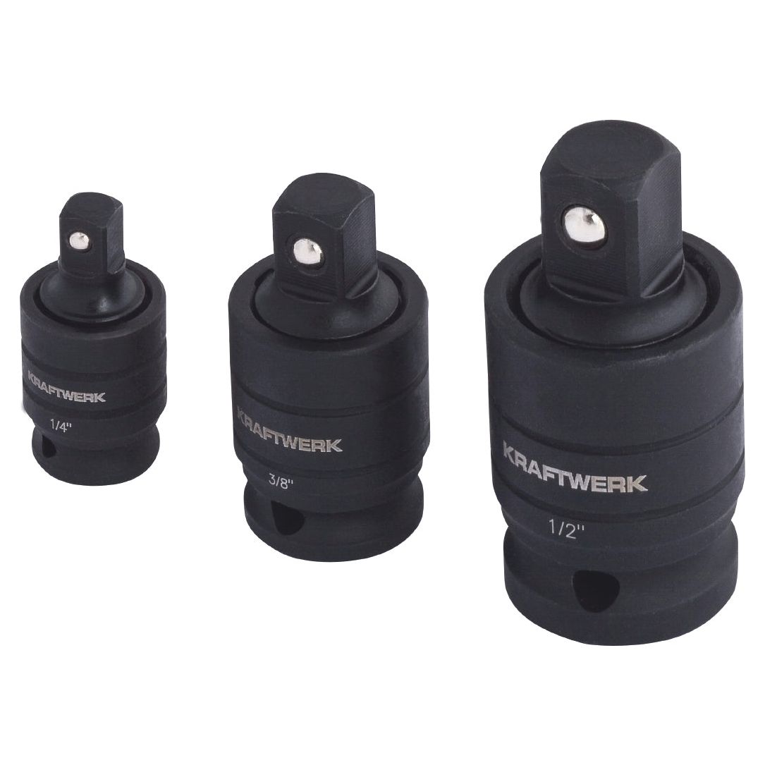 Kraftwerk PRO LINE Schlag-Maschinenschrauber Gelenkstück Set, 1/4" - 1/2", 3-tlg