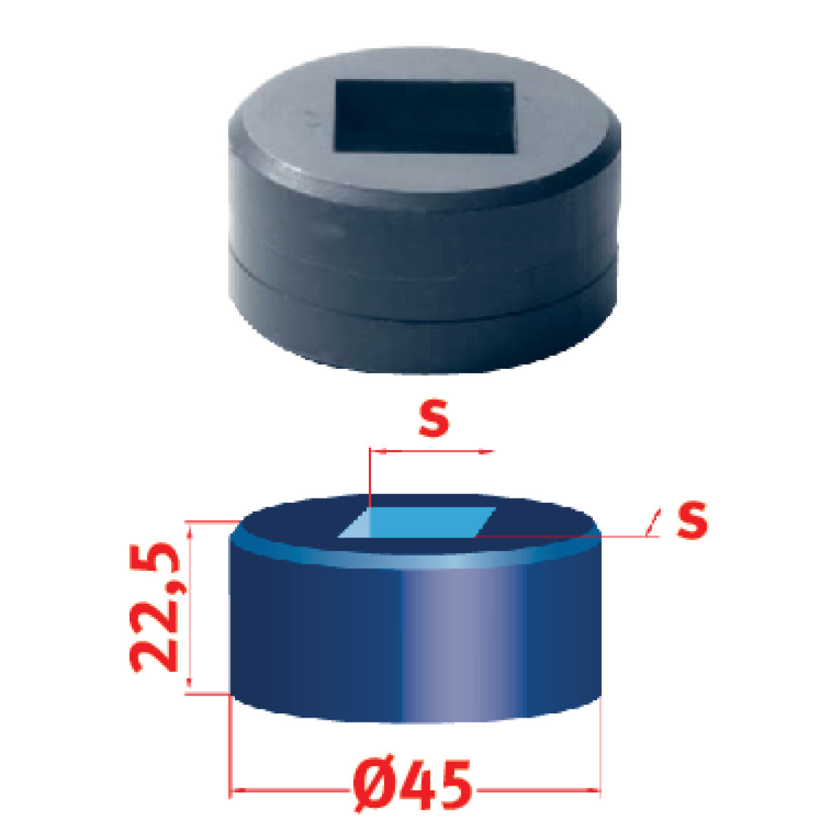 Metallkraft Vierkant-Matrize Nr.45 22,7 mm - Art. 3889622,7