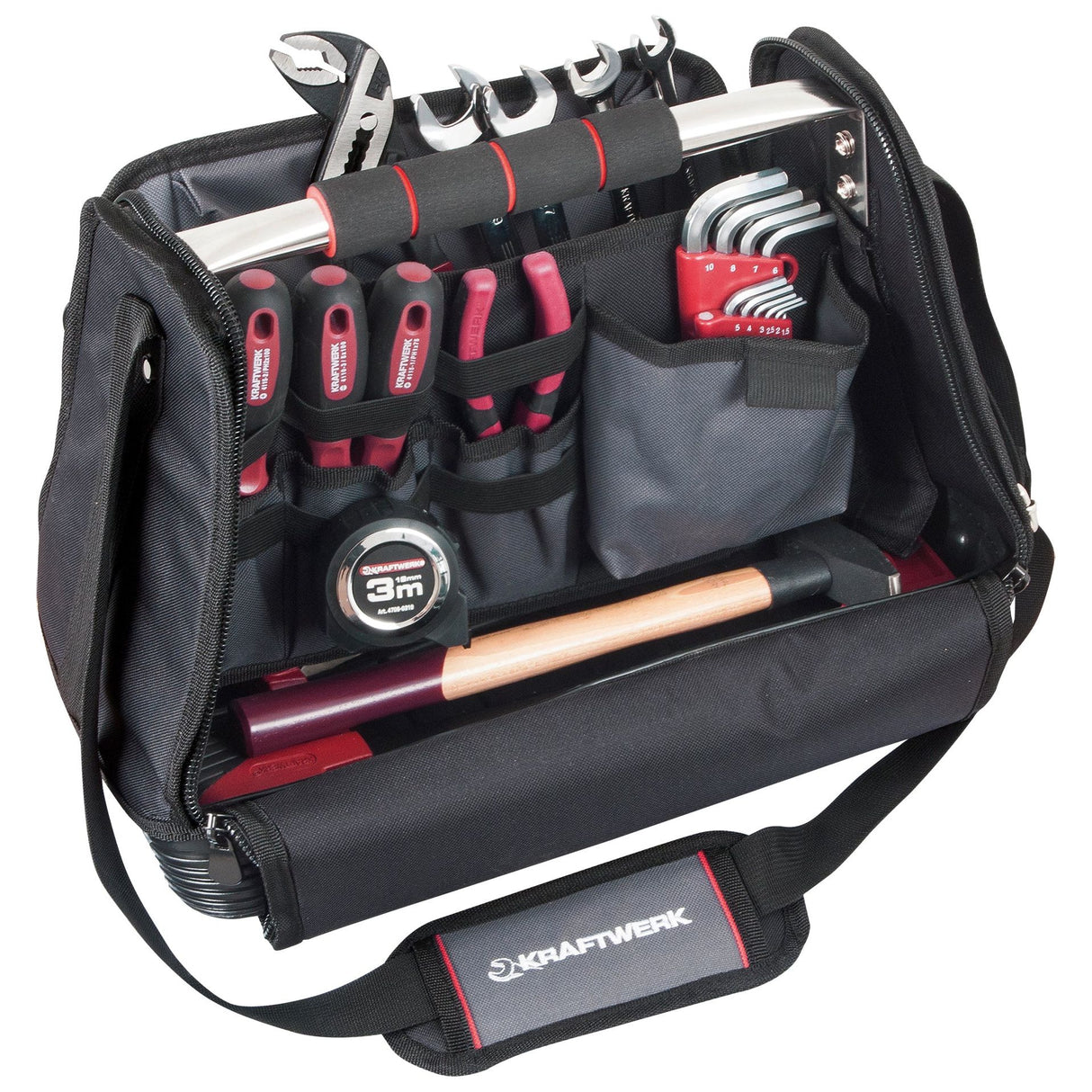 Kraftwerk BASIC LINE Werkzeugtasche mit Bügel 390 mm, 30-tlg