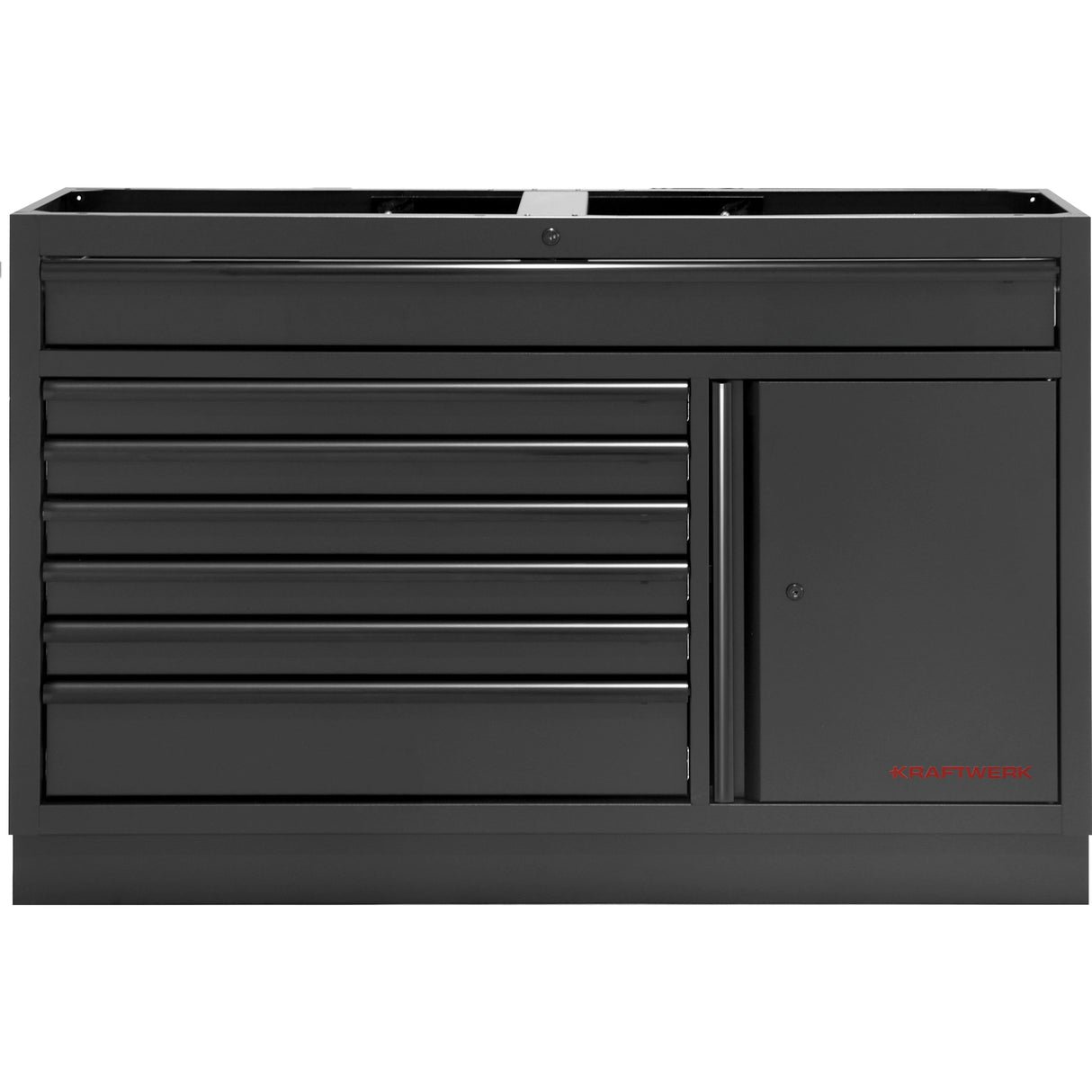 Kraftwerk Mobilio Werkstatteinrichtung, Werkbank Black Edition Unterschrank breit mit 7 Schubladen und 1 Schrank Schwarz