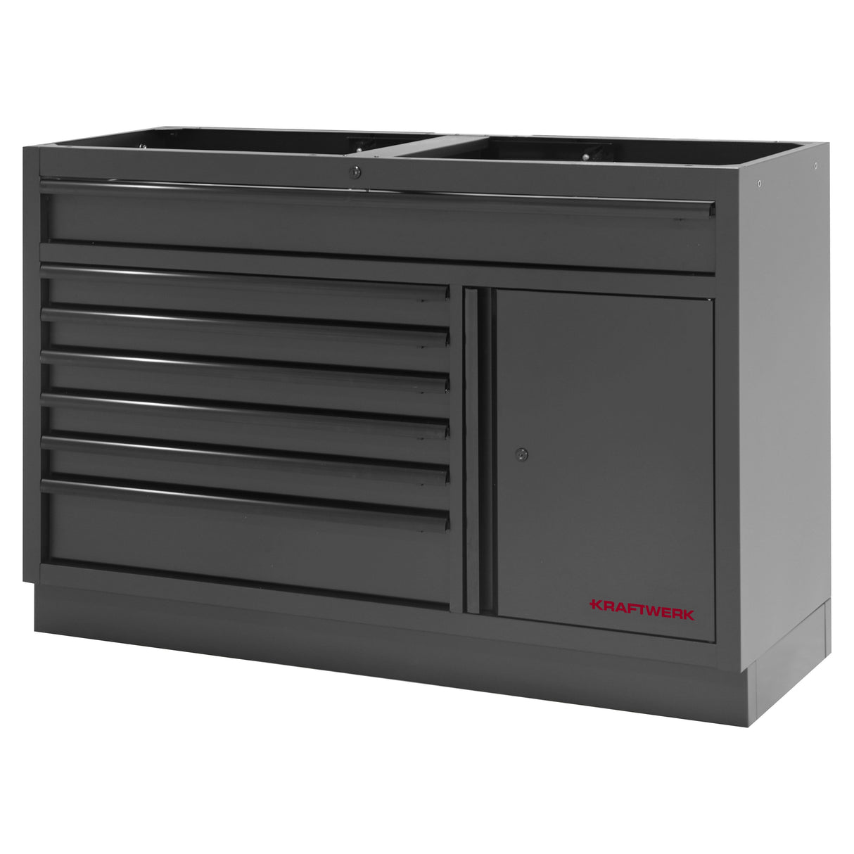 Kraftwerk Mobilio Werkstatteinrichtung, Werkbank Black Edition Unterschrank breit mit 7 Schubladen und 1 Schrank Schwarz