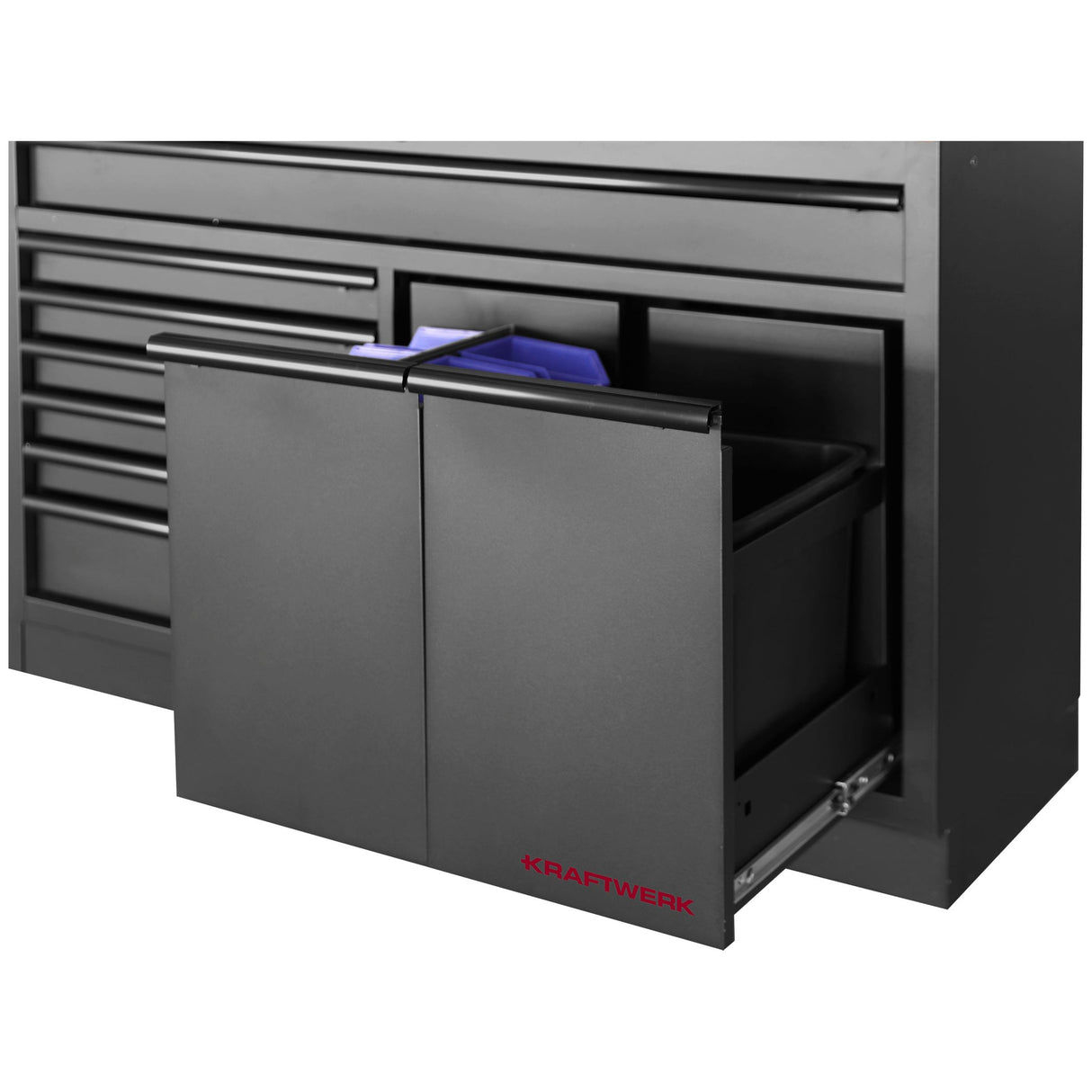 Kraftwerk Mobilio Werkstatteinrichtung, Werkbank Black Edition Unterschrank breit 7 Schubladen und 2 Auszüge Schwarz