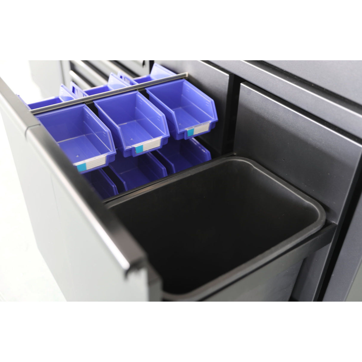 Kraftwerk Mobilio Werkstatteinrichtung, Werkbank Black Edition Unterschrank breit 7 Schubladen und 2 Auszüge Schwarz