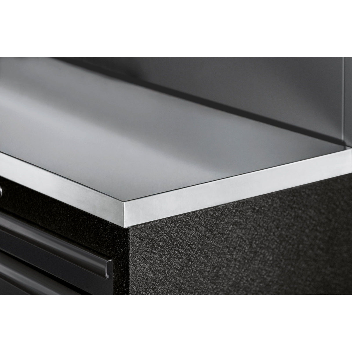 Kraftwerk Mobilio Werkstatteinrichtung, Werkbank Black Edition 8er Eck-Kombi mit Edelstahl-Arbeitsplatte - KW-3964E-BLK-IX