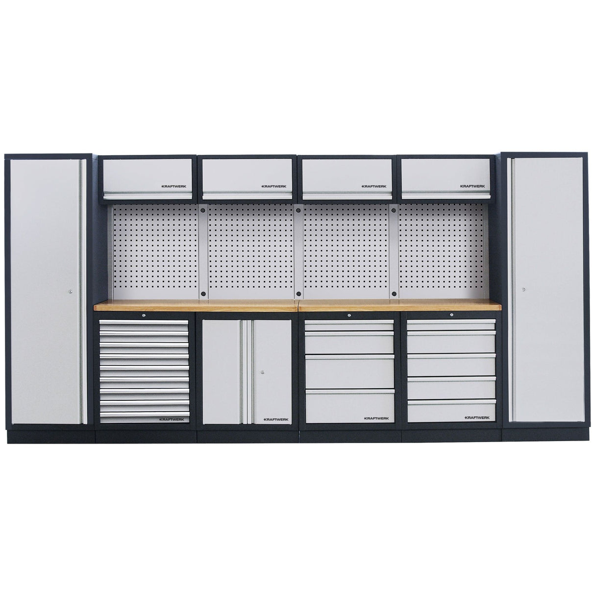 Heavy-duty garage storage cabinet system with drawers, lockers, and pegboard for tools – Tools.de