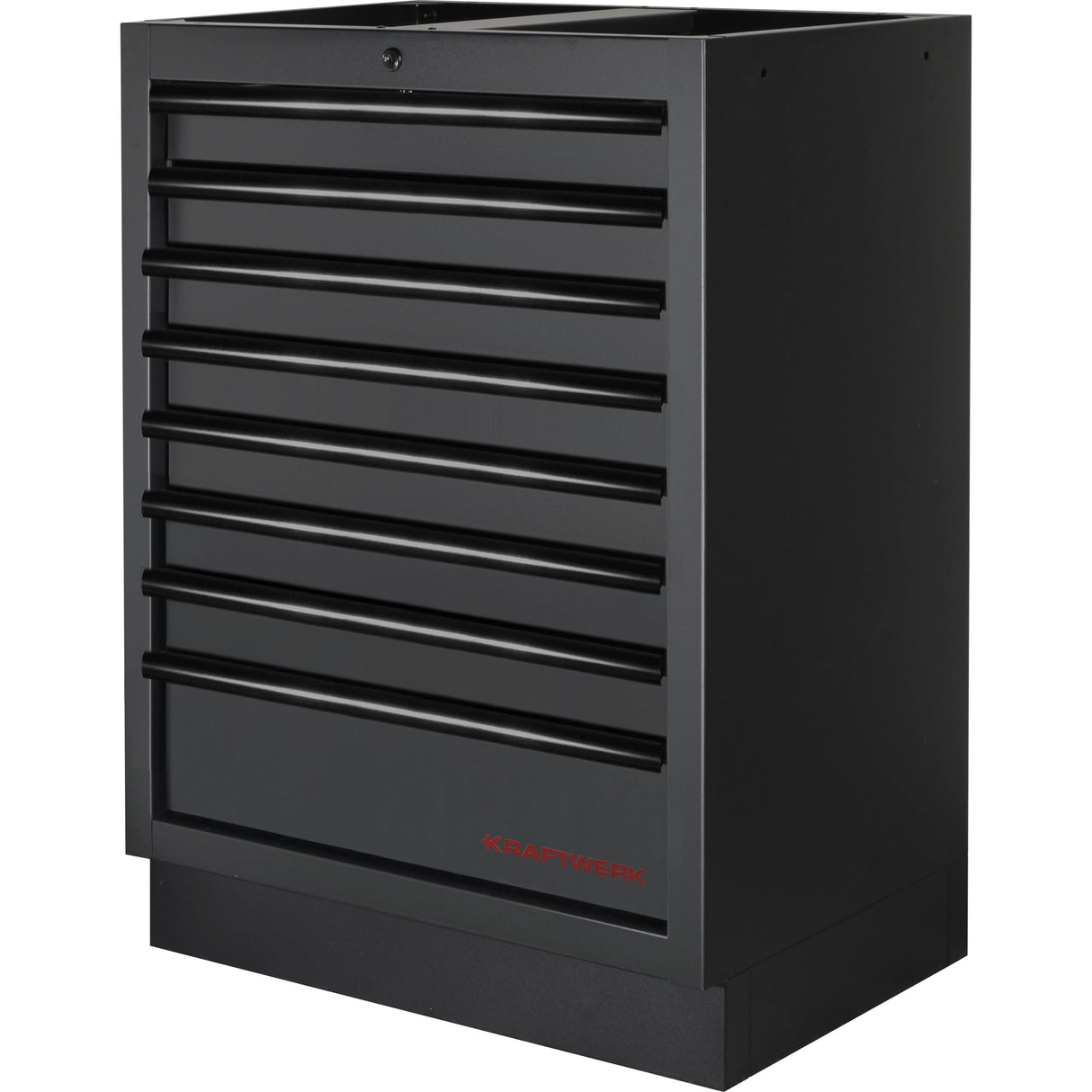 Kraftwerk Mobilio DEEP 721 mm Werkstatteinrichtung, Werkbank Black Edition 4er Unterschrank-Kombi, 17 Schubladen, 1 Schrank, Arbeitsplatte Buche Multiplex