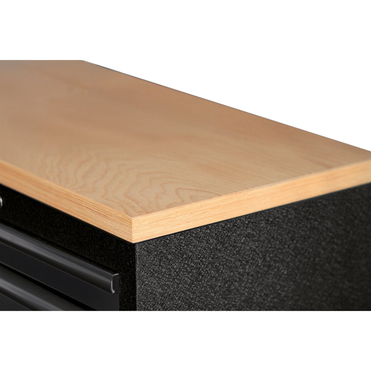 Kraftwerk Mobilio Werkstatteinrichtung, Werkbank Black Edition 4er Unterschrank-Kombi, 17 Schubladen, 1 Schrank, Arbeitsplatte Buche Multiplex