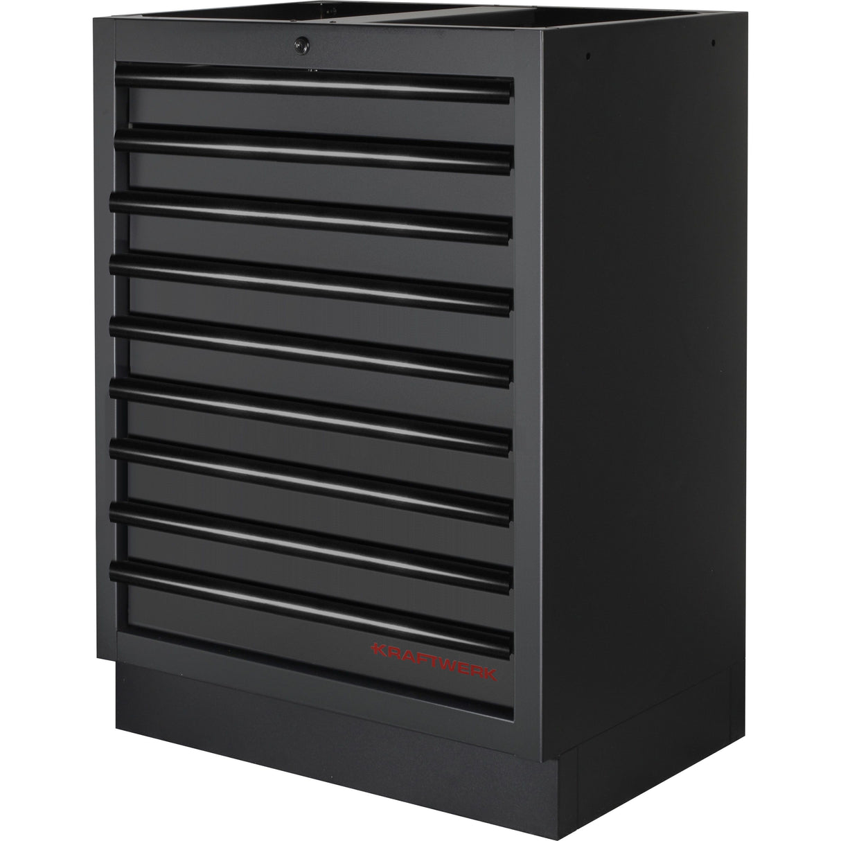 Kraftwerk Mobilio Werkstatteinrichtung, Werkbank Black Edition 2er Kombi, 9 Schubladen, 3 Schränke, Vierkant-Lochwand, Arbeitsplatte Buche Multiplex