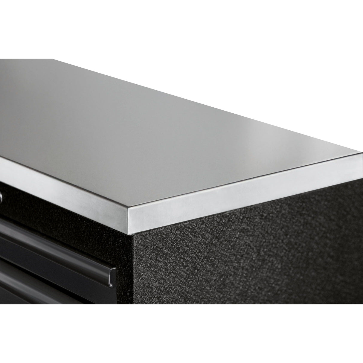 Kraftwerk Mobilio Werkstatteinrichtung, Werkbank Black Edition 3er Kombi, 5 Schubladen, 2 Schränke, Arbeitsplatte Edelstahl