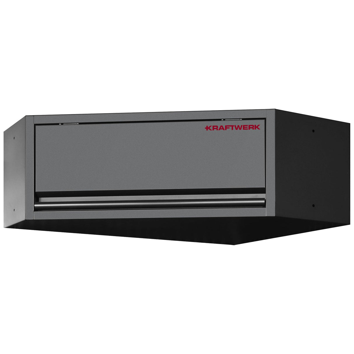 Kraftwerk Mobilio Werkstatteinrichtung, Werkbank Black Edition 4er Eck-Kombi, 13 Schubladen, 6 Schränke, Vierkant-Lochwand, Arbeitsplatte Buche