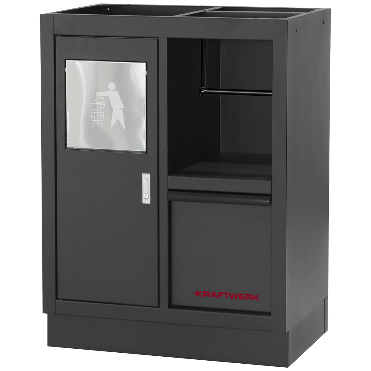 Kraftwerk Mobilio Werkstatteinrichtung, Werkbank Black Edition 8er Kombi, 14 Schubladen, 7 Schränke, Unterschrank-Rollwagen, Kabel- und