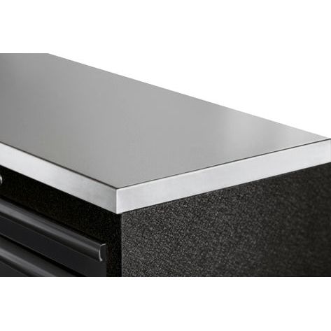 Kraftwerk Mobilio Werkstatteinrichtung, Werkbank Black Edition 2er Unterschrank-Kombi, 13 Schubladen, Arbeitsplatte Edelstahl