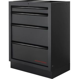 Kraftwerk Mobilio Werkstatteinrichtung, Werkbank Black Edition 3er Schrank-Kombi, 9 Schubladen, 1 Hochschrank, Arbeitsplatte Buche Multiplex