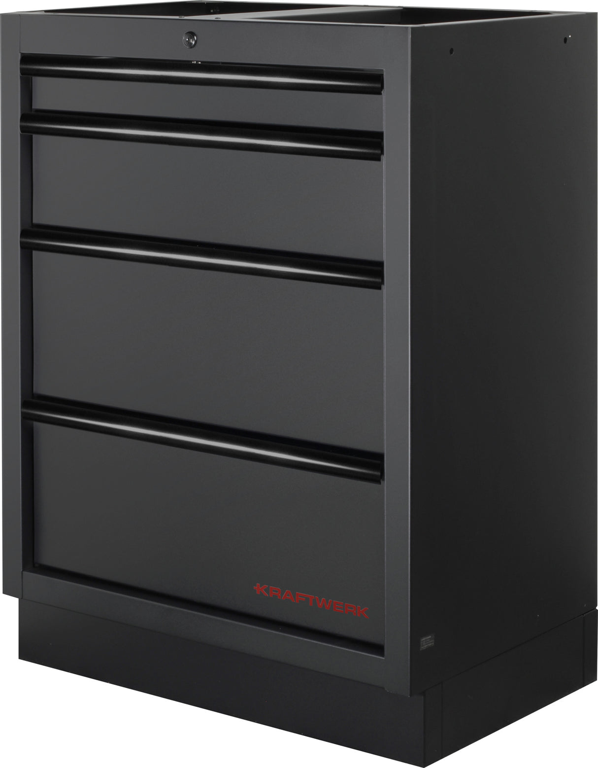 KRAFTWERK 3964K-H5R4-K1WIX Mobilio 4er Kombi Standard – Edelstahl-Arbeitsplatten, Hochschrank, Lochwand & Rollschrank, 2640 mm - KW-3964K-BLK-016-IX