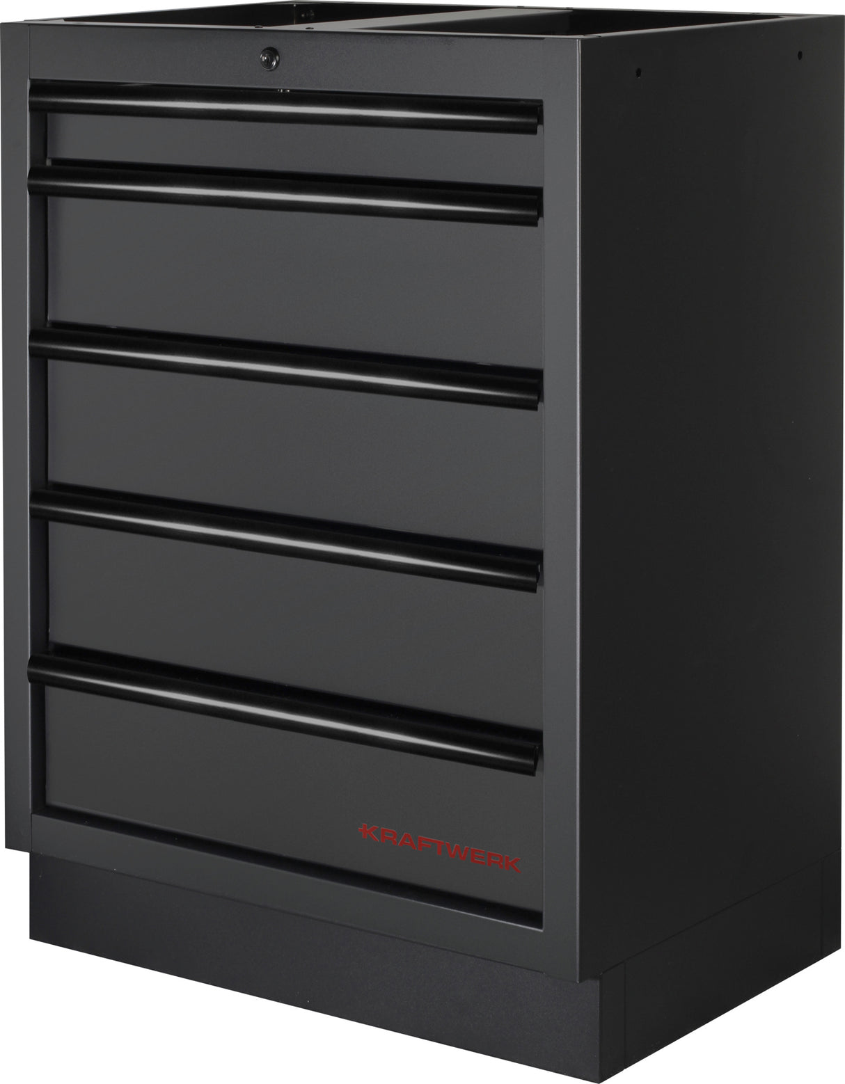 KRAFTWERK 3964K-H5R4-K1WIX Mobilio 4er Kombi Standard – Edelstahl-Arbeitsplatten, Hochschrank, Lochwand & Rollschrank, 2640 mm - KW-3964K-BLK-016-IX