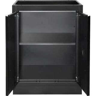 Kraftwerk Mobilio Werkstatteinrichtung, Werkbank Black Edition 2er Unterschrank-Kombi, 5 Schubladen, 1 Schrank, Arbeitsplatte Edelstahl