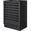 Kraftwerk Mobilio Werkstatteinrichtung, Werkbank Black Edition 4er Kombi mit 8 Schubladen, 4 Schränken, Kabel- und Schlauchaufroller