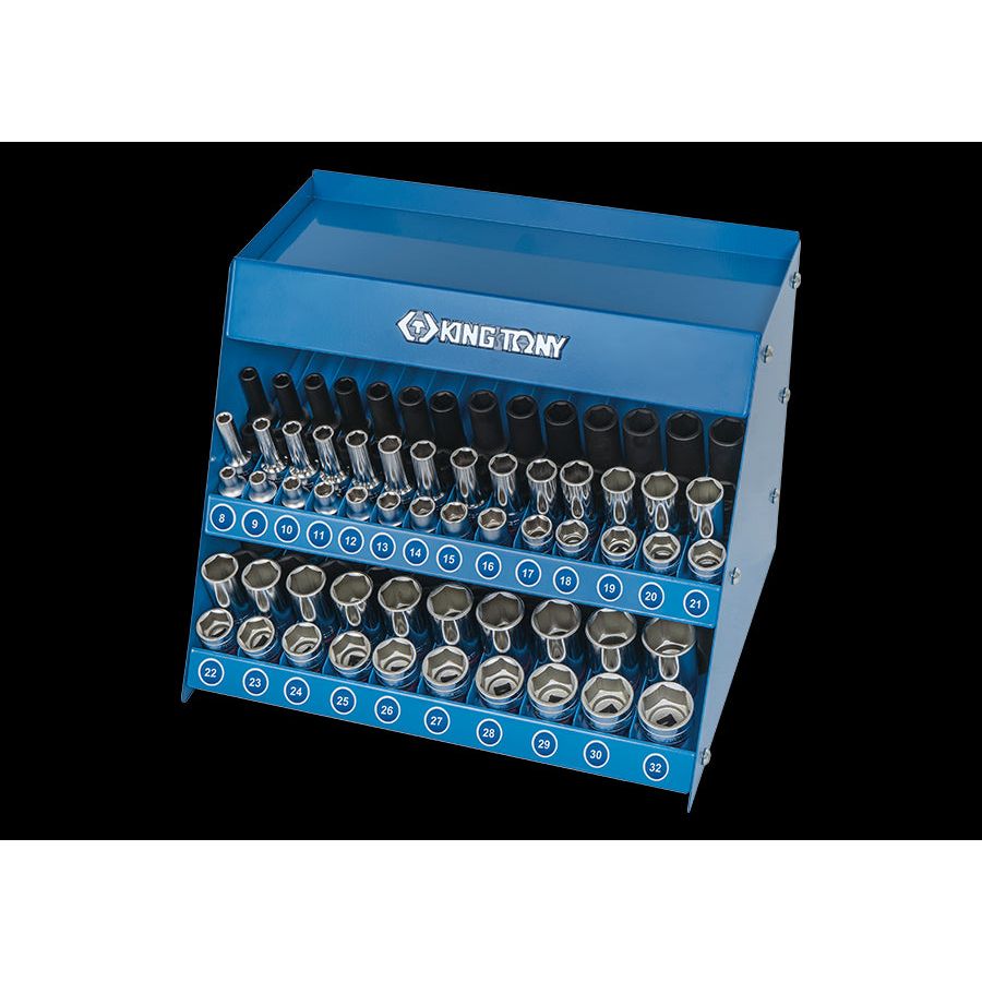 KING TONY Profi-Werkzeuge - 1/2" Verkaufsdisplay Kraftsteckschlüssel, metrisch - 96 tlg. 4596MR