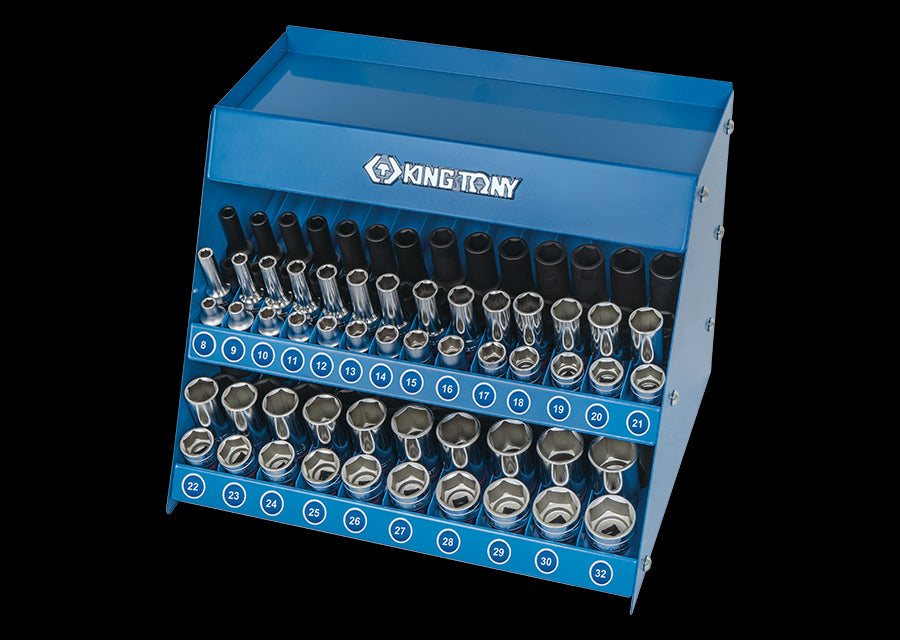 KING TONY Profi-Werkzeuge - 1/2" Verkaufsdisplay Kraftsteckschlüssel, metrisch - 96 tlg. 4596MR