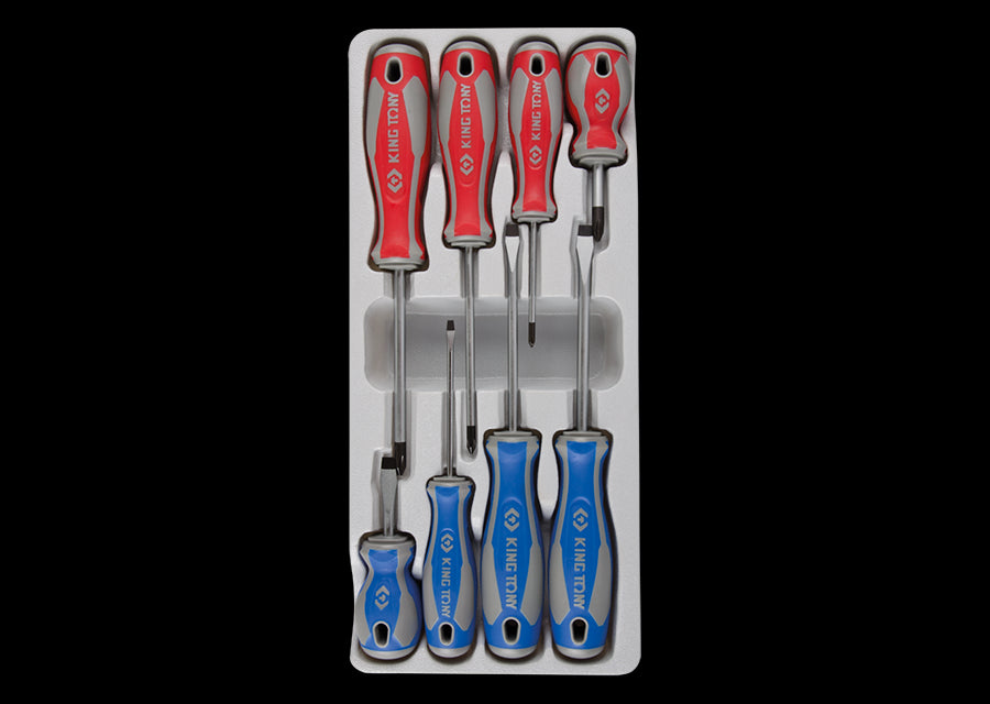 KING TONY Profi-Werkzeuge - Schlitz- und PHILLIPS®-Schraubenzieher-Set - 8 tlg. 33108MR