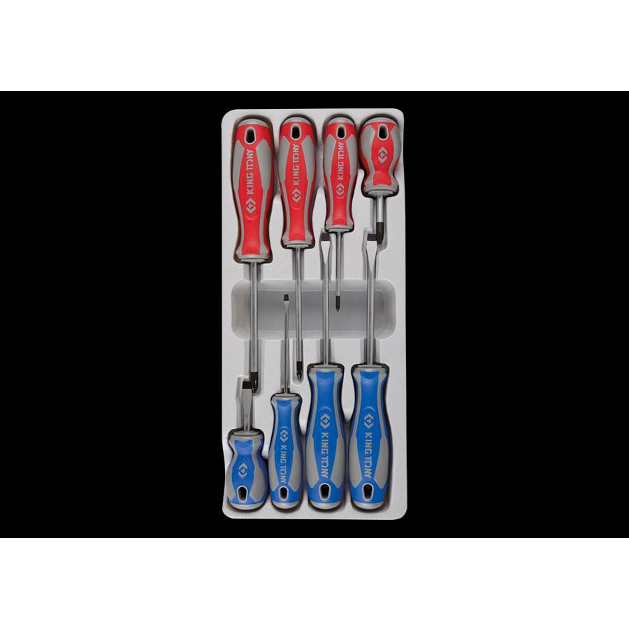 KING TONY Profi-Werkzeuge - Schlitz- und PHILLIPS®-Schraubenzieher-Set - 8 tlg. 33108MR