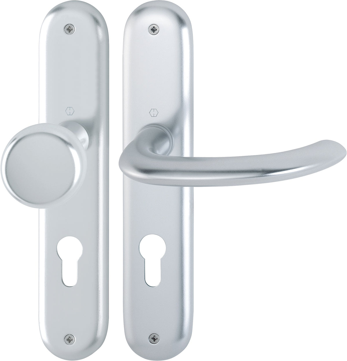 HOPPE Langschildgarnitur Marseille 1138/273P Aluminium F1 DIN L/R – für Innentüren