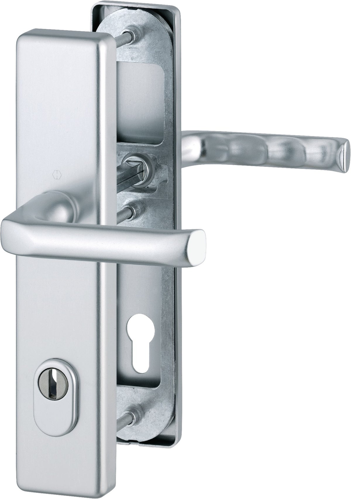 HOPPE Schutzgarnitur London 61G/2222ZA/2210/113 Alu.F2 72mm für Türstärke 37-47mm