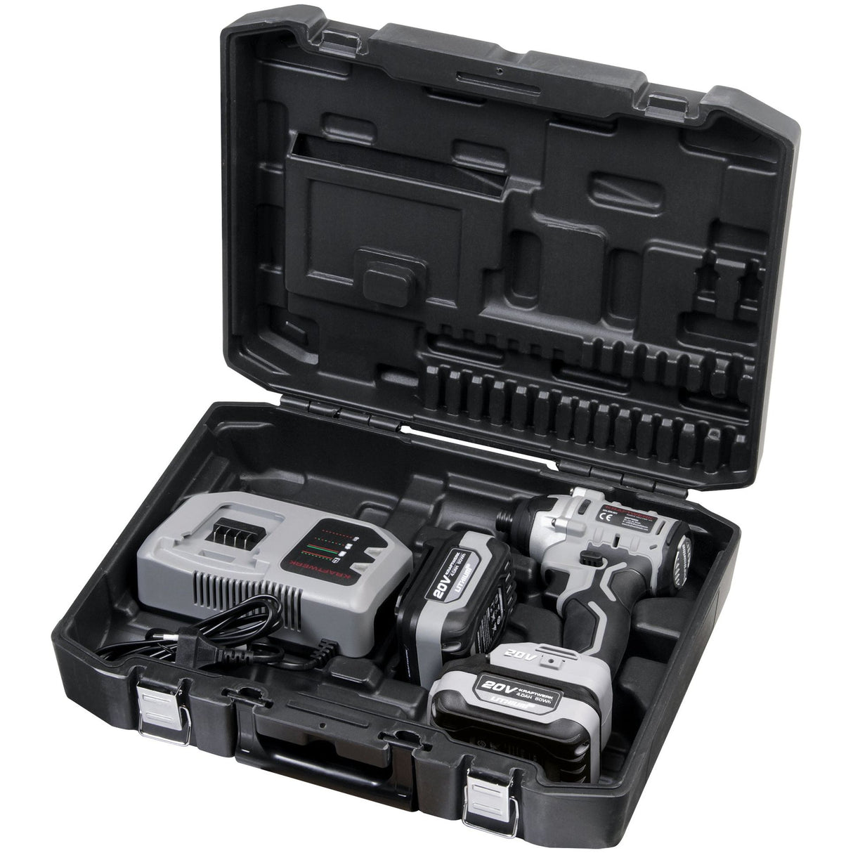 Kraftwerk 1/4" Akku-Schrauber Set, 20V, 2 x 4 Ah Akku, Schnellladegerät, 200 Nm