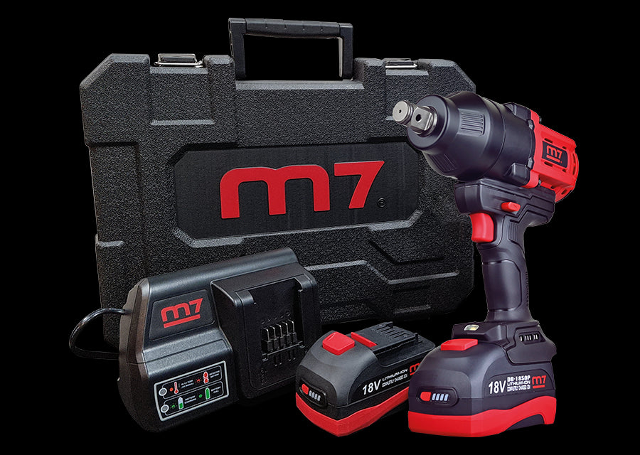 M7 Power-Werkzeuge - 3/4" Akku-Schlagschrauber 18V 5Ah 1900Nm mit Ladegerät + 2 Akku DW601A