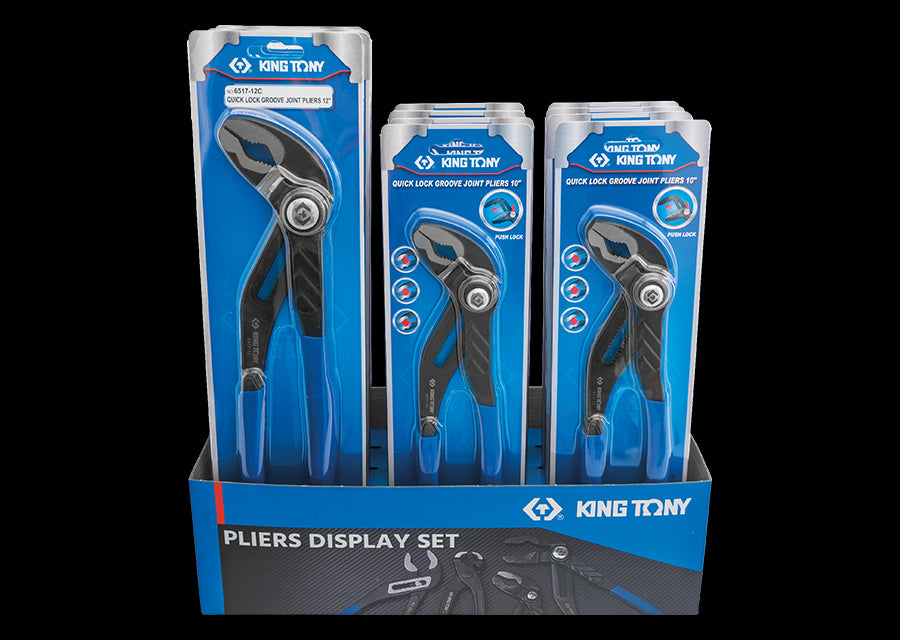 KING TONY Profi-Werkzeuge - Verkaufsdisplay Rohrzange mit Druckknopf - 12 tlg. 43912GP1