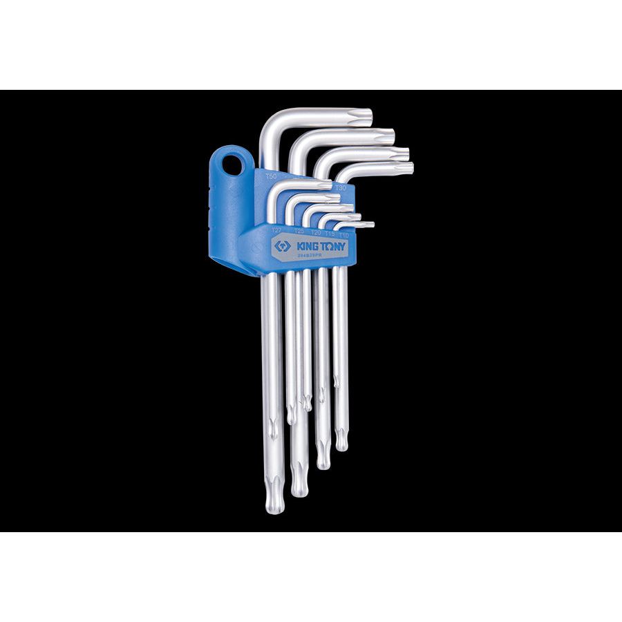 KING TONY Profi-Werkzeuge - TORX® 6-Kantschlüssel-Set, metrisch, runder Kopf, extra lang - 9 tlg. 204B29PR