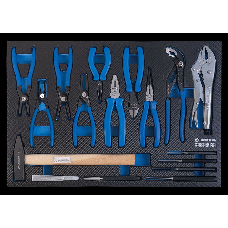 KING TONY Profi-Werkzeuge - Zangen in Schaumstoff-Einlage - 17 tlg (782150) 990217GRE04