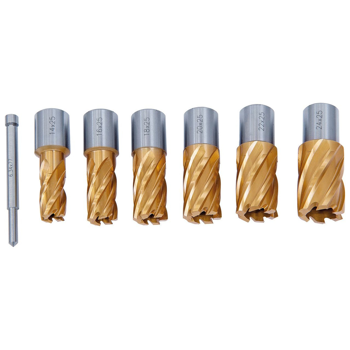 BERNARDO Zubehör Magnet-Kernbohrmaschine – Modell HSS-Kernbohrer-Set CDS, TiN-beschichtet, 14 - 24 mm, Bohrtiefe 25 mm