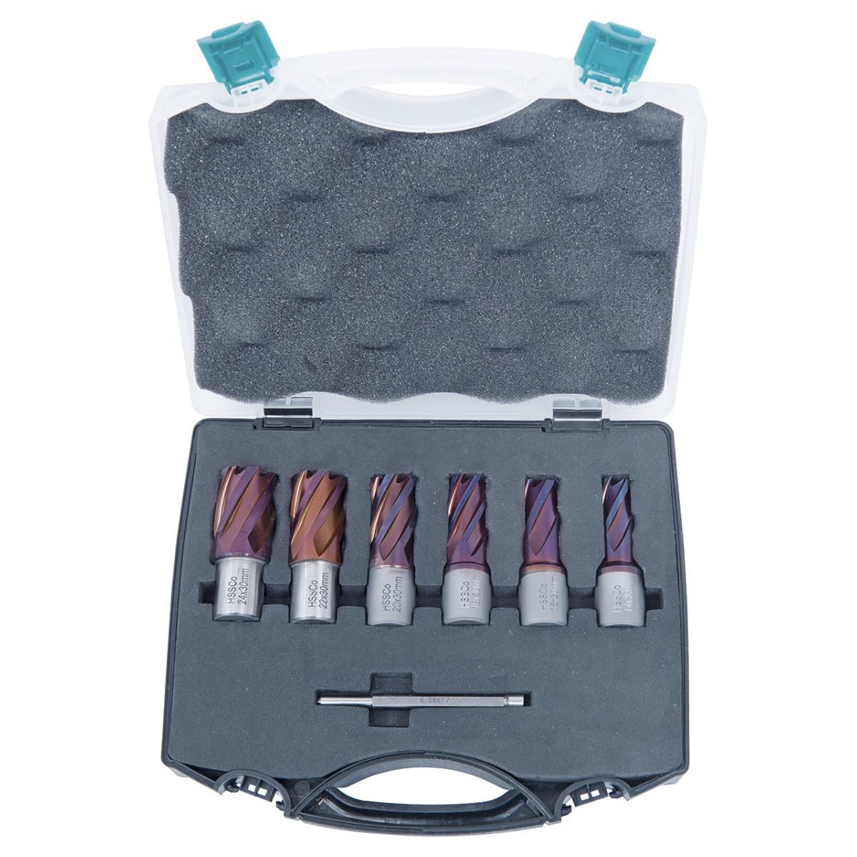 BERNARDO Zubehör Magnet-Kernbohrmaschine – Modell HSSCO5-Kernbohrer-Set CDS, nACO-beschichtet, 14 - 24 mm, Bohrtiefe 30 mm