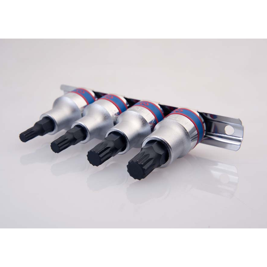 KING TONY Profi-Werkzeuge - 1/2" XZN® Steckschlüssel-Set, Steckleiste - 4 tlg. 4126PR