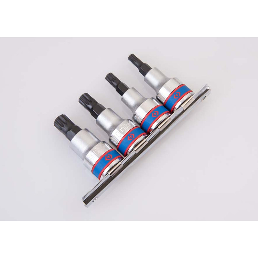 KING TONY Profi-Werkzeuge - 1/2" XZN® Steckschlüssel-Set, Steckleiste - 4 tlg. 4126PR